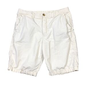 Johnnie-O Mens Flat Front Chino White Golf Chore Shorts Size 36